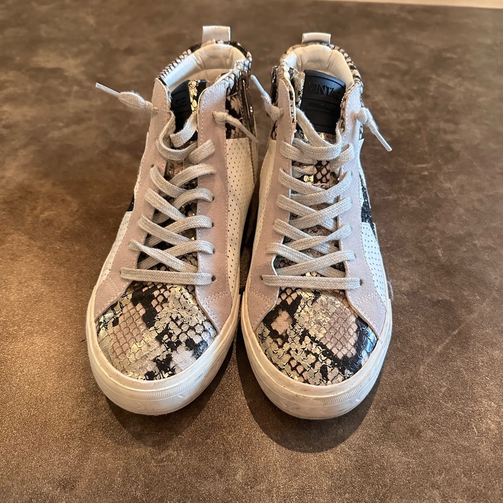 Vintage Havana Snake Print High-Top Sneakers - Black, Gray, White, Gold